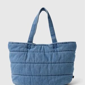 GAP Soft Denim Quilted Puffer Tote